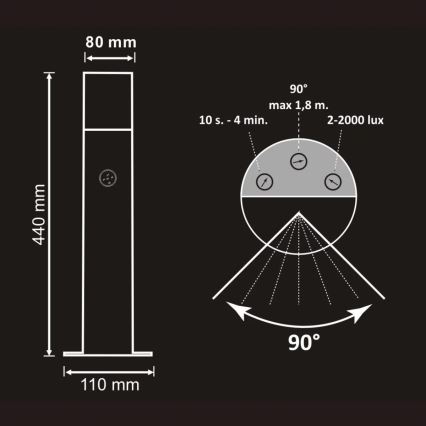 Lampada da esterno con sensore DALLAS 1xE27/12W/230V IP44 antracite