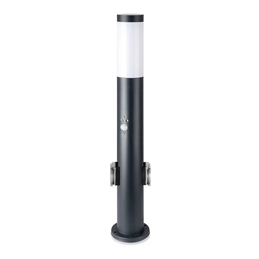 Lampada da esterno con sensore e 2 prese SCHUKO 1xE27/60W/230V IP44 60cm antracite