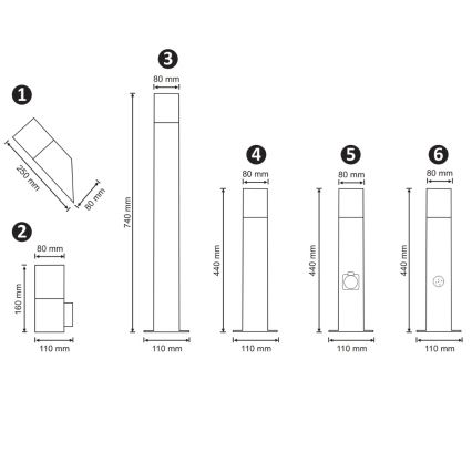 Lampada da esterno con sensore NEW YORK 1xE27/12W/230V IP44 44 cm grafite