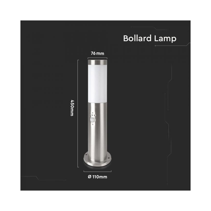 Lampada da esterno con sensore1xE27/60W/230V IP44 45cm cromo opaco