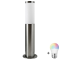 Lampada da esterno dimmerabile a LED RGBW LIVIA 1xE27/6,5W/230V 2700-6500K Wi-Fi 45 cm IP44 argento