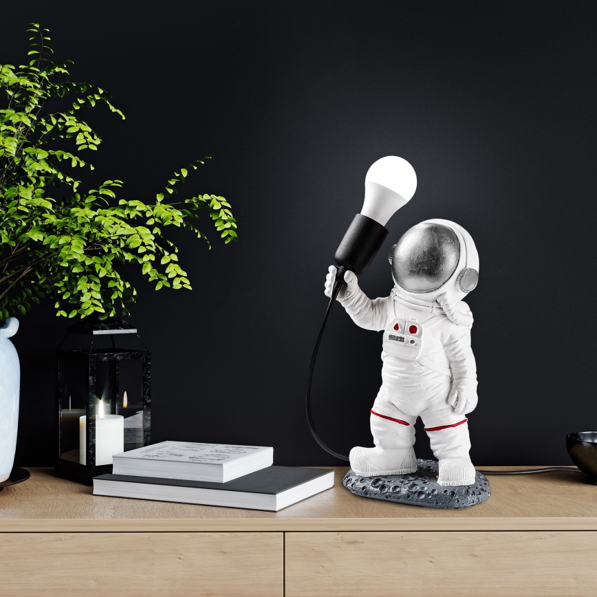 Lampada da notte per bambini ASTRONAUT 1xE27/40W/230V argento/bianco
