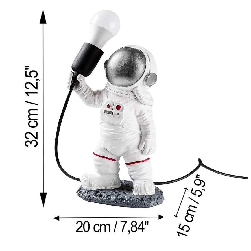 Lampada da notte per bambini ASTRONAUT 1xE27/40W/230V argento/bianco