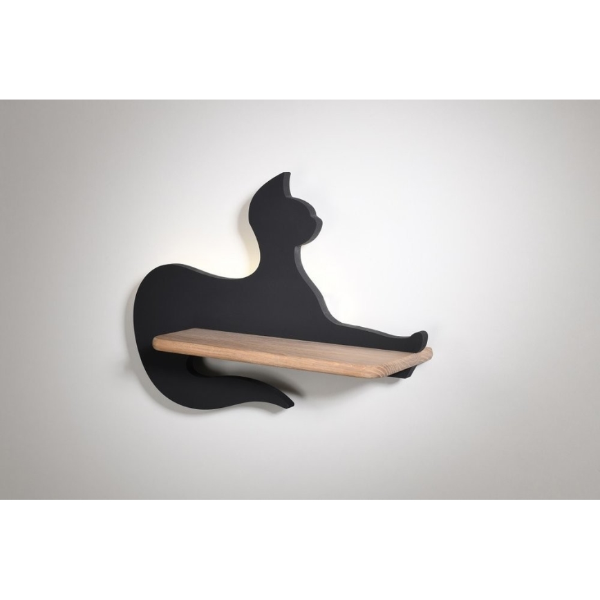 Lampada da parete a LED per bambini con mensola BLACK CAT LED/5W/230V