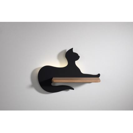 Lampada da parete a LED per bambini con mensola BLACK CAT LED/5W/230V