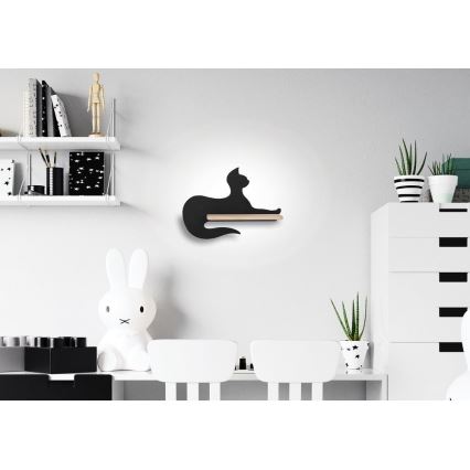 Lampada da parete a LED per bambini con mensola BLACK CAT LED/5W/230V