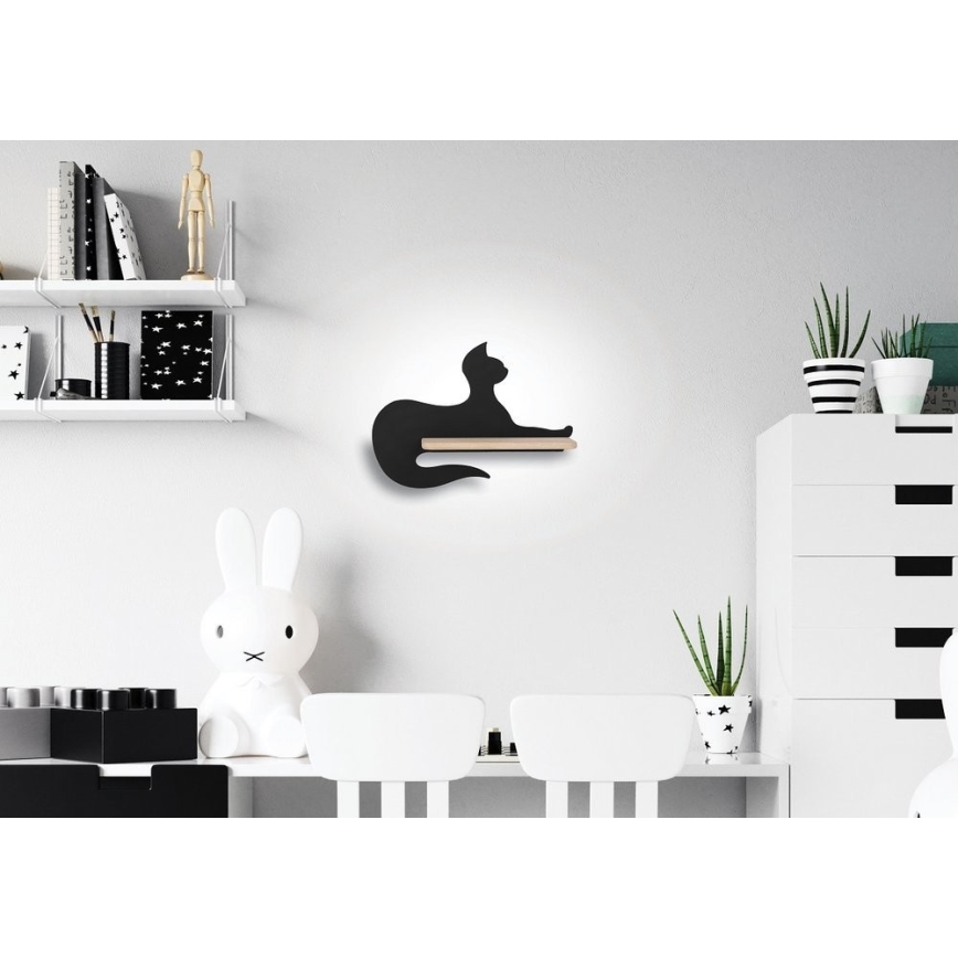 Lampada da parete a LED per bambini con mensola BLACK CAT LED/5W/230V