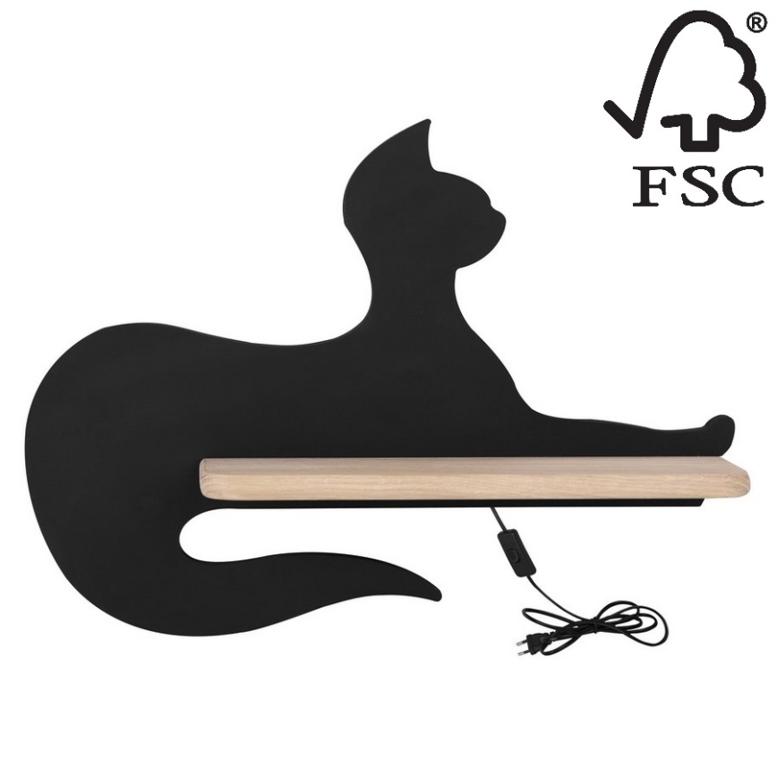 Lampada da parete a LED per bambini con mensola BLACK CAT LED/5W/230V