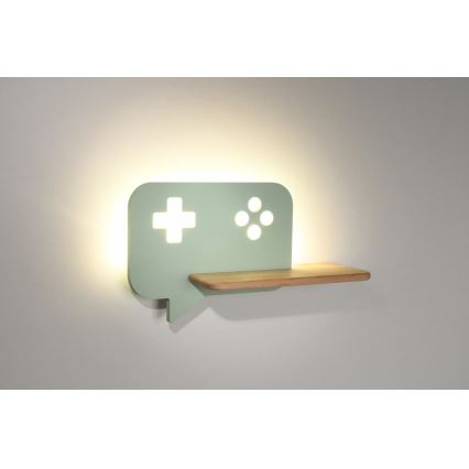 Lampada da parete a LED per bambini con mensola CONSOLE LED/5W/230V Verde