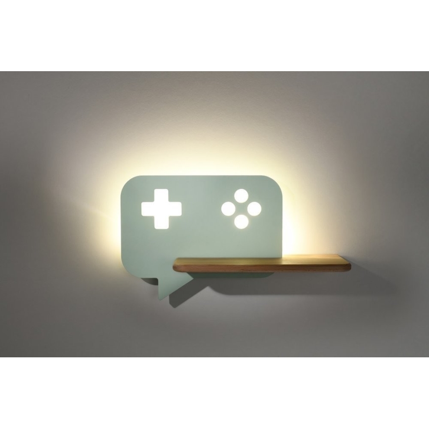 Lampada da parete a LED per bambini con mensola CONSOLE LED/5W/230V Verde