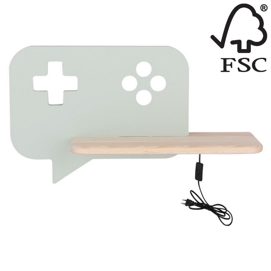 Lampada da parete a LED per bambini con mensola CONSOLE LED/5W/230V verde