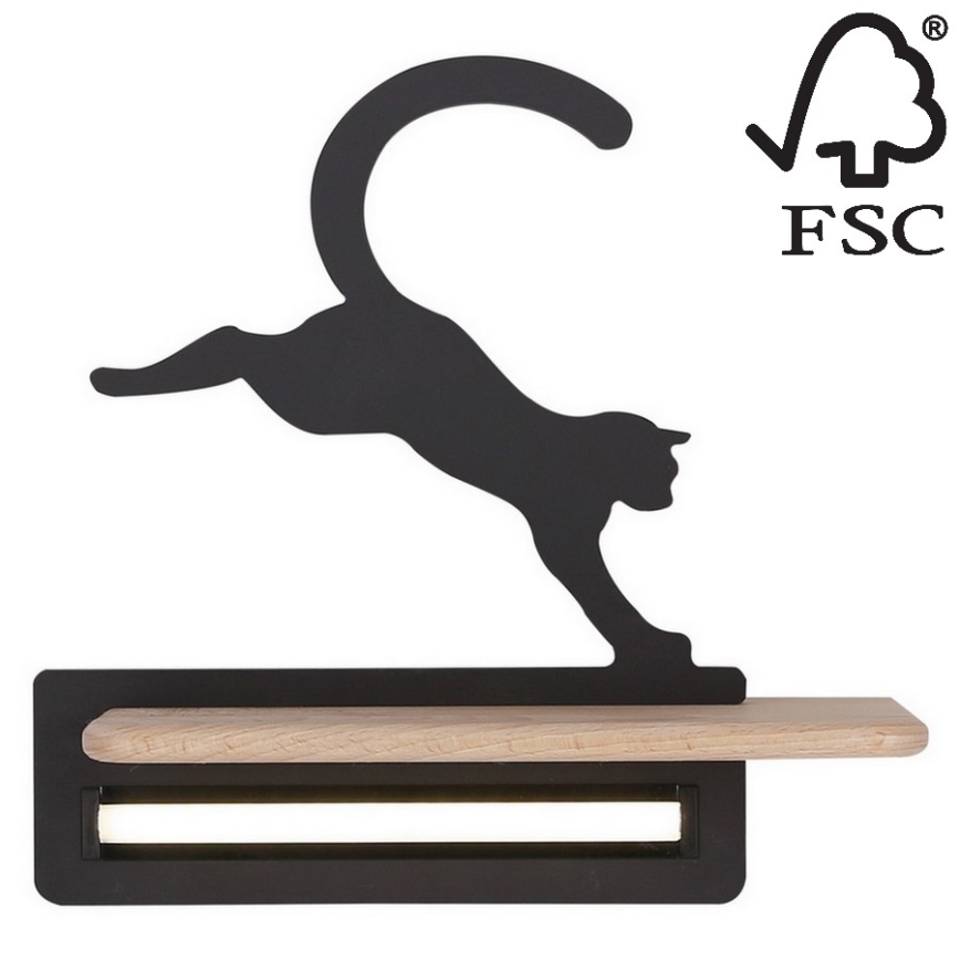 Lampada da parete a LED per bambini con mensola JUMPING CAT LED/5W/230V