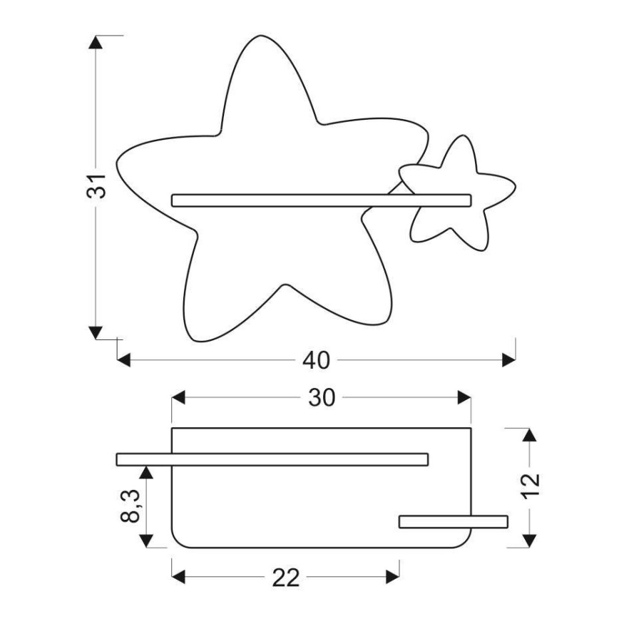 Lampada da parete a LED per bambini con mensola STAR LED/5W/230V