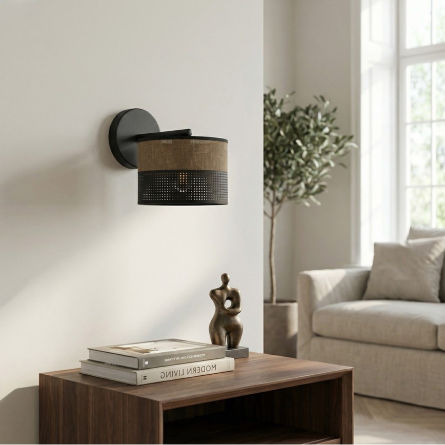 Lampada da parete KARBON 1xE27/15W/230V nero/marrone
