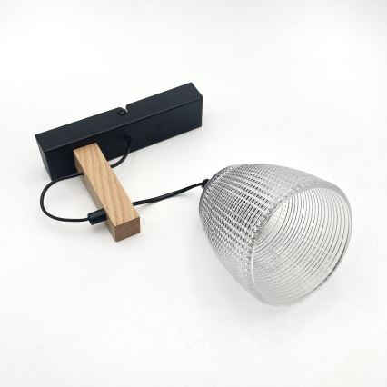Lampada da parete LEANDRA 1xE27/15W/230V rovere/nero