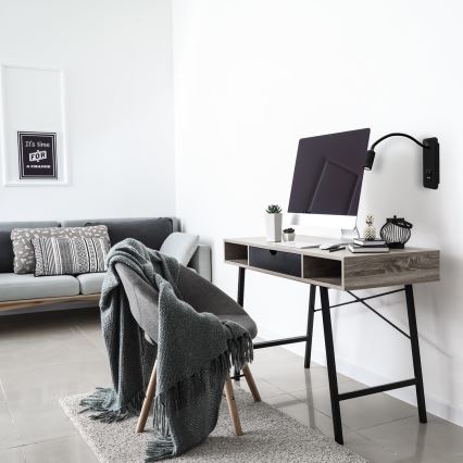 Lampada da parete LED flessibile con USB BASE LED/8W+LED/2W/230V nera