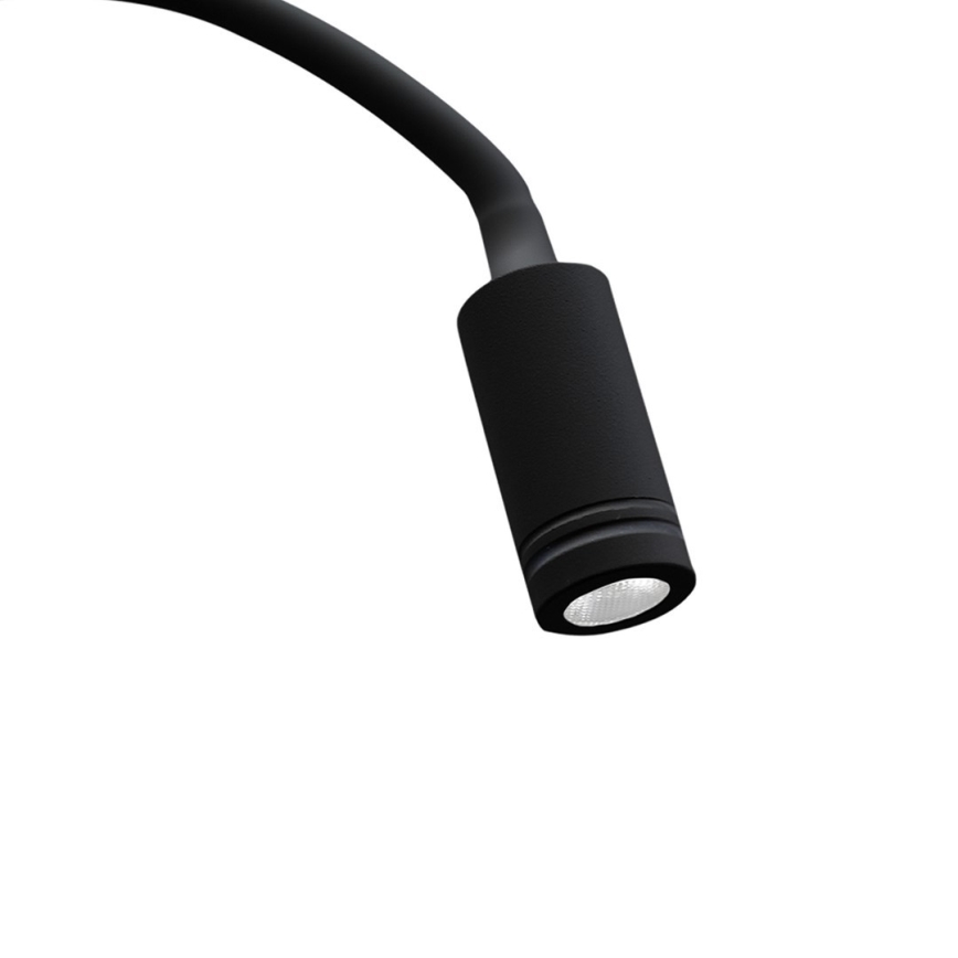 Lampada da parete LED flessibile con USB BASE LED/8W+LED/2W/230V nera