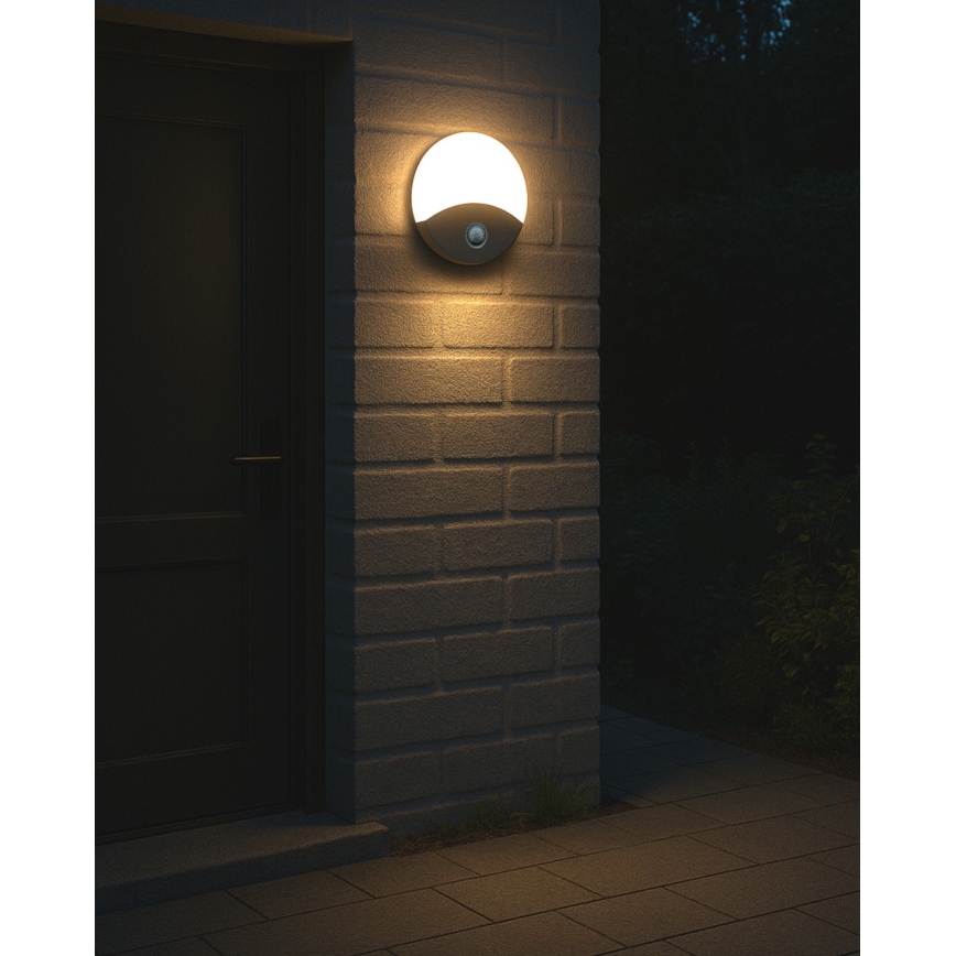 Lampada da parete LED per esterni con sensore di movimento, LED/18W/230V, IP44, bianca