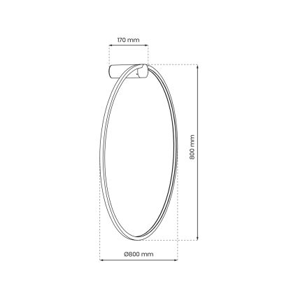 Lampada da parete LED SATURNO LED/46W/230V Ø 80 cm IP44 nero