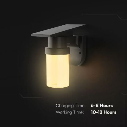 Lampada solare da parete LED/3,7V 2700/3200/5000K IP54 1800 mAh nero/beige fumé + telecomando
