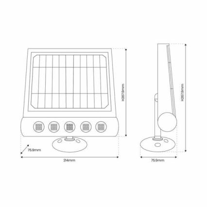 Lampada da parete LED Solar con sensore LED/8W/3,7V 4000 mAh 4000K IP65