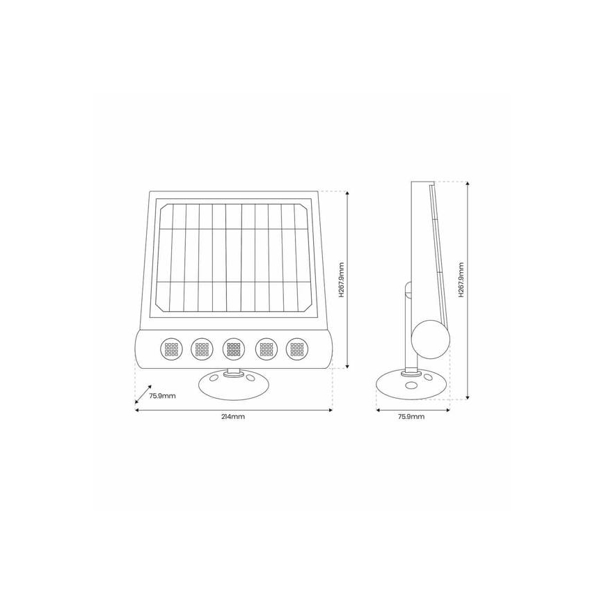 Lampada da parete LED Solar con sensore LED/8W/3,7V 4000 mAh 4000K IP65