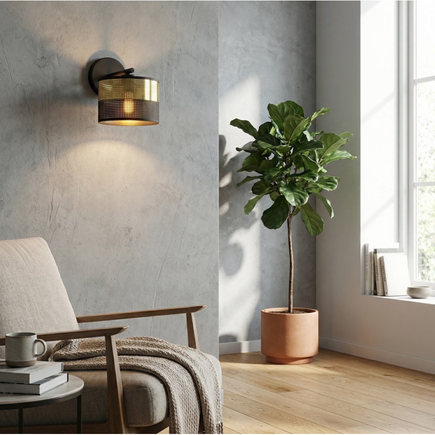 Lampada da parete LUX 1xE27/15W/230V nero/oro