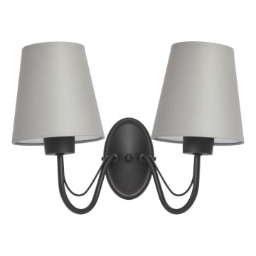 Lampada da parete MALBO 2xE27/15W/230V grigia/nera