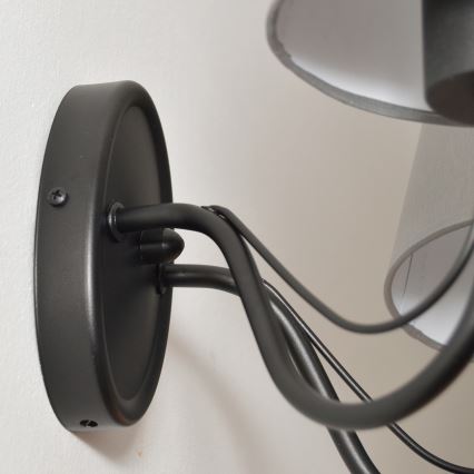 Lampada da parete MALBO 2xE27/15W/230V grigia/nera