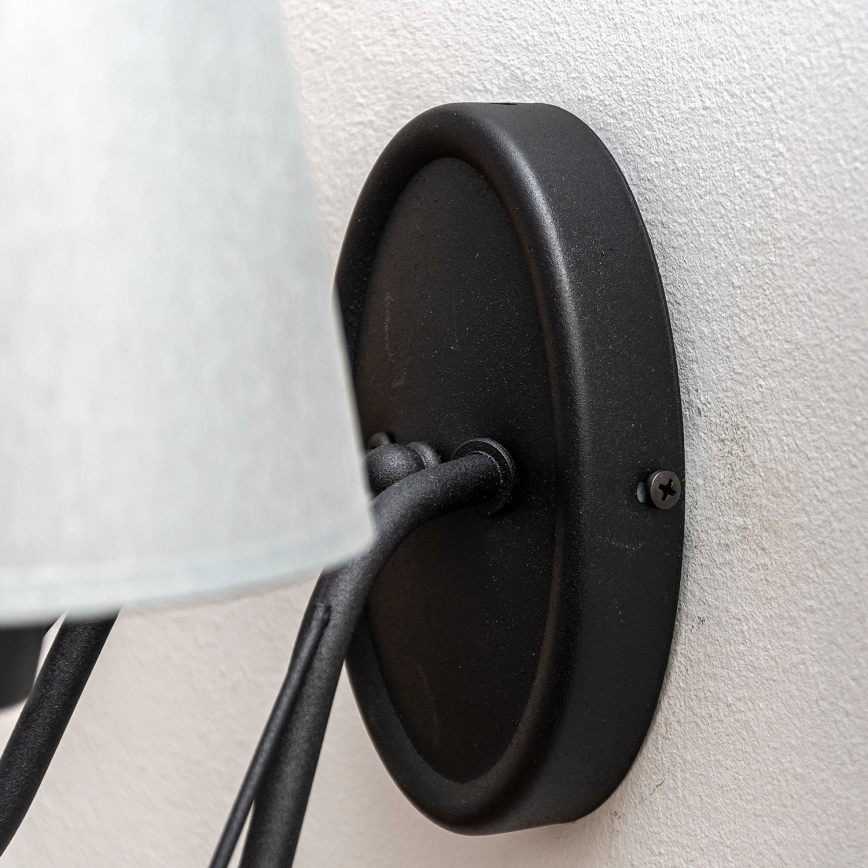 Lampada da parete MALBO 2xE27/15W/230V grigia/nera