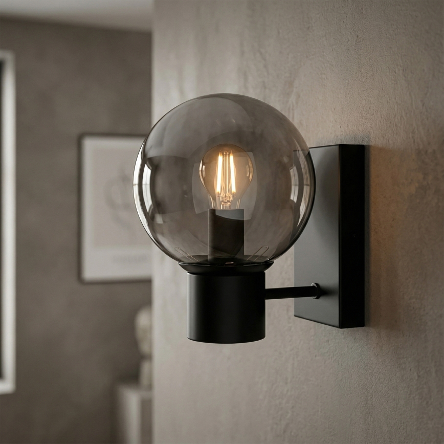 Lampada da parete SFERIO 1xE14/5W/230V nero/nero fumé