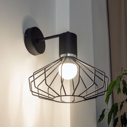Lampada da parete SOLANO 1xE27/15W/230V nero/cromo lucido