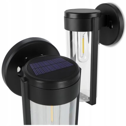 Lampada da parete solare a LED 1W/3,7V 500 mAh IP65 nero