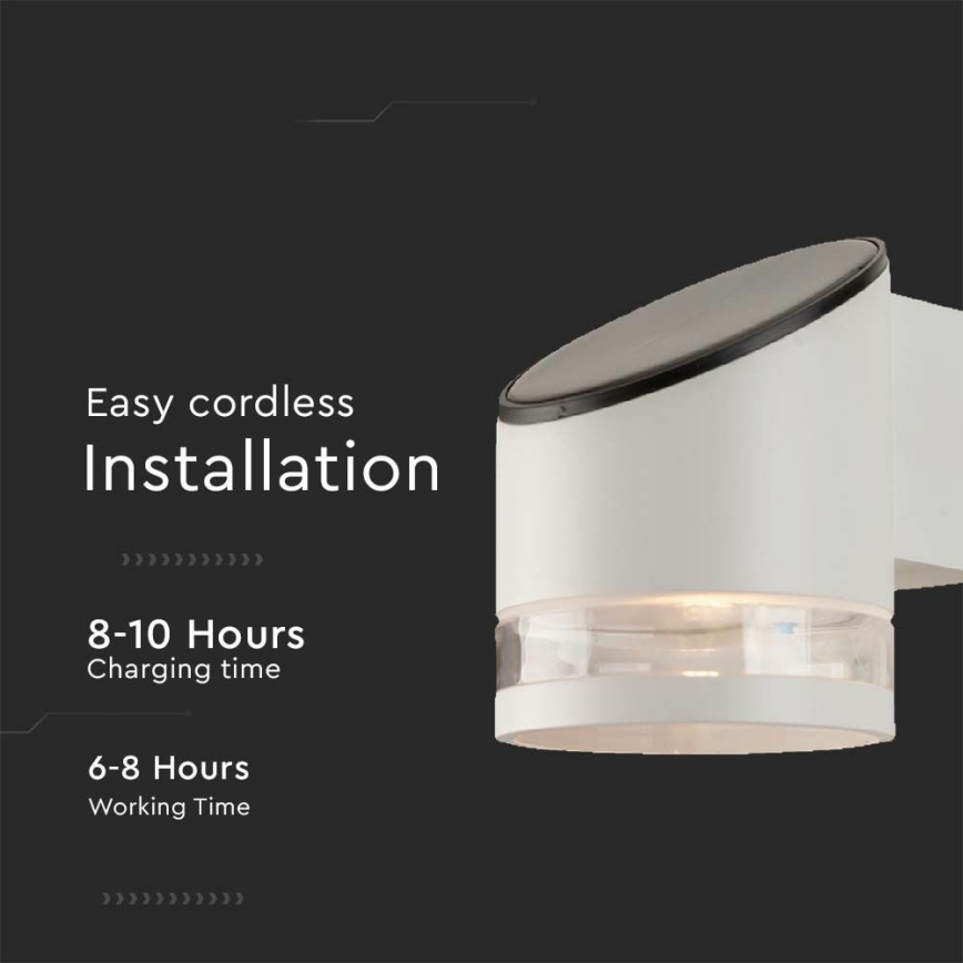 Lampada da parete solare a LED con sensore LED/1W/3,7V IP44 3000K bianco