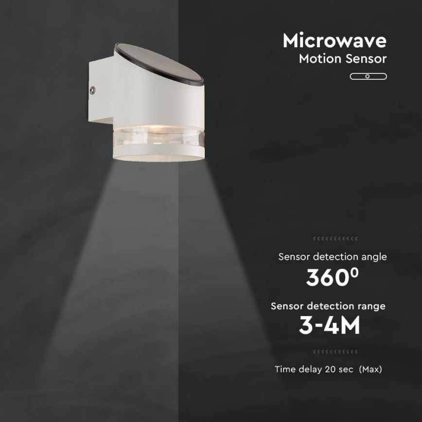 Lampada da parete solare a LED con sensore LED/1W/3,7V IP44 3000K bianco