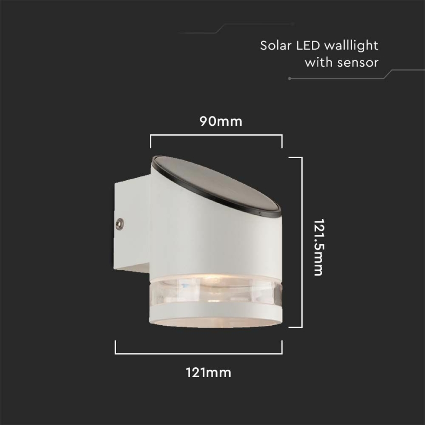 Lampada da parete solare a LED con sensore LED/1W/3,7V IP44 3000K bianco