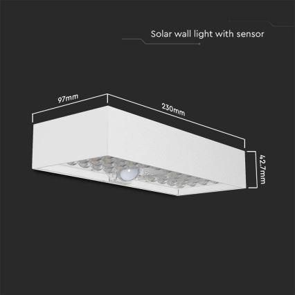 Lampada da parete solare a LED con sensore LED/6W/3,7V IP65 4000K bianco