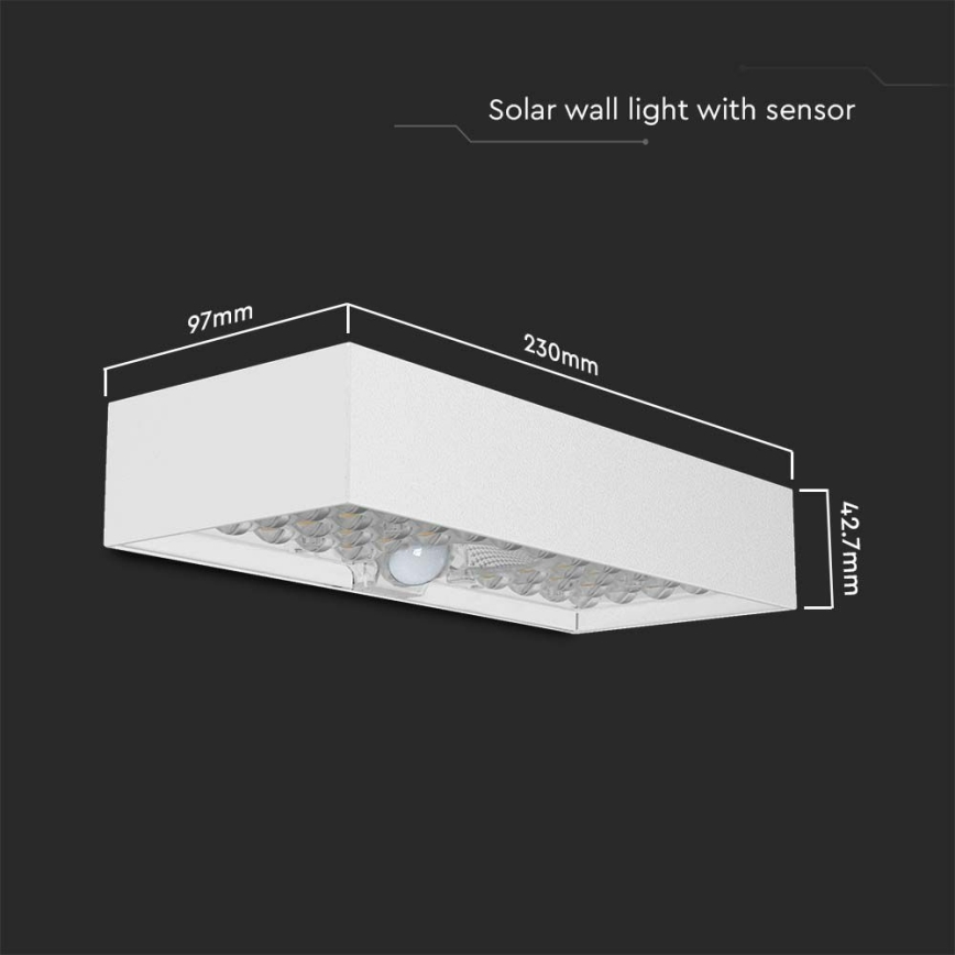 Lampada da parete solare a LED con sensore LED/6W/3,7V IP65 4000K bianco