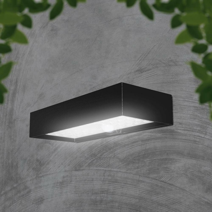 Lampada da parete solare a LED con sensore LED/6W/3,7V IP65 4000K nero