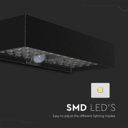 Lampada da parete solare a LED con sensore LED/6W/3,7V IP65 4000K nero