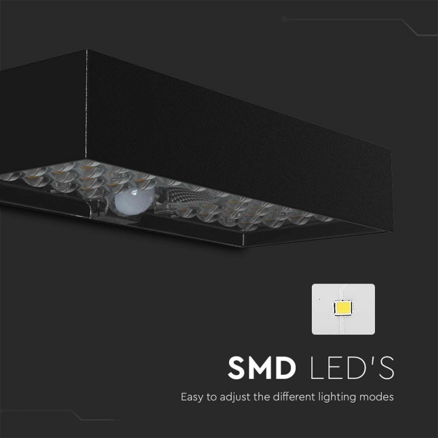 Lampada da parete solare a LED con sensore LED/6W/3,7V IP65 4000K nero