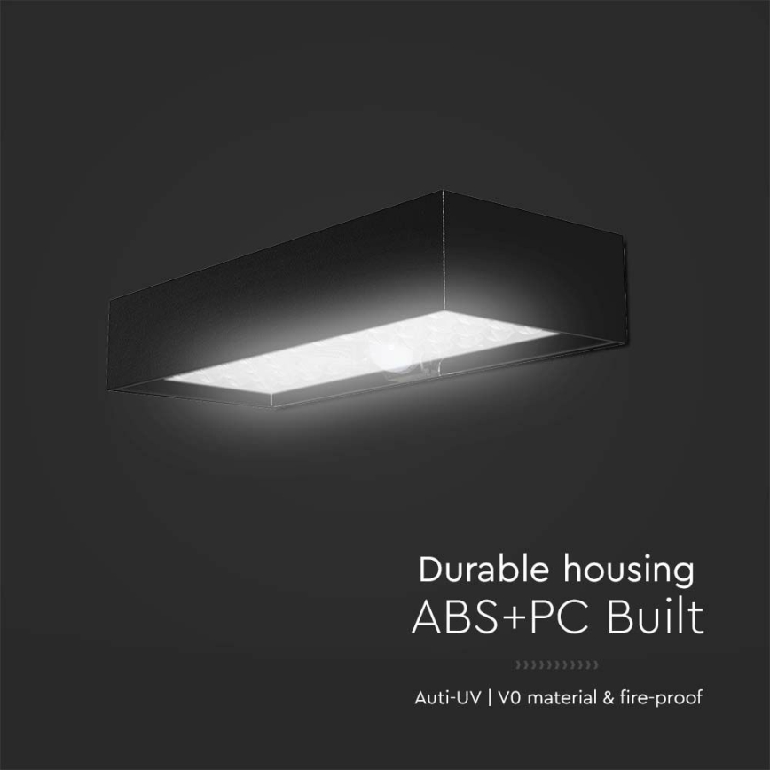 Lampada da parete solare a LED con sensore LED/6W/3,7V IP65 4000K nero