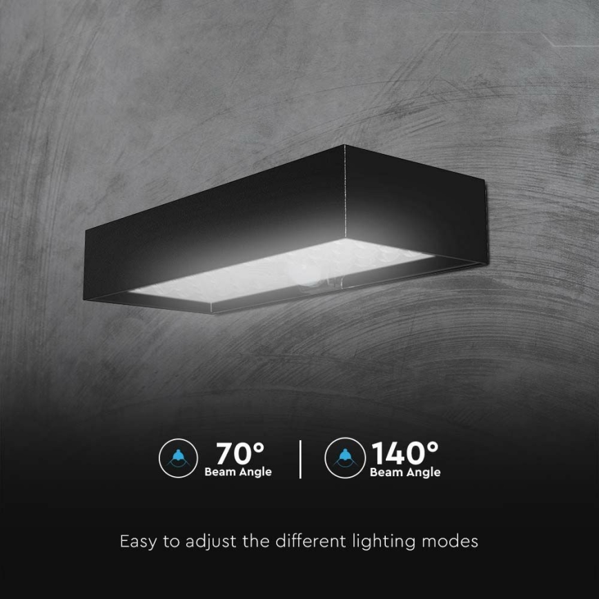 Lampada da parete solare a LED con sensore LED/6W/3,7V IP65 4000K nero
