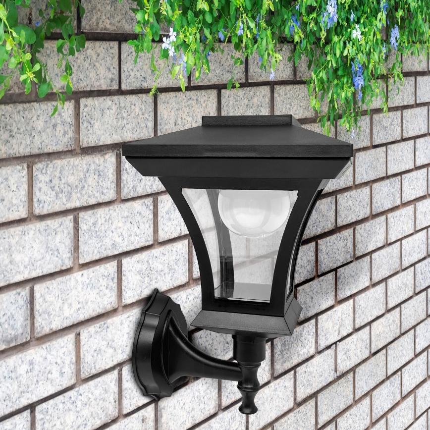 Lampada da parete solare a LED TIRANA — Batteria da 1,2 V / 1800 mAh, IP44, nera
