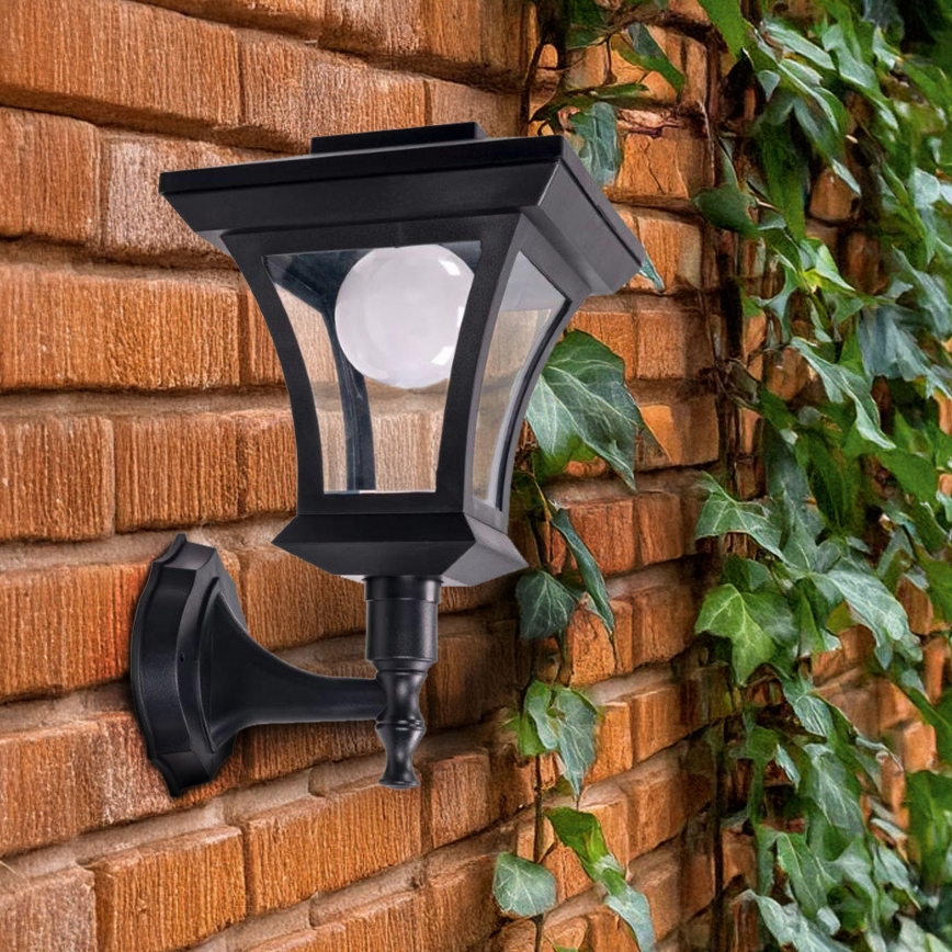 Lampada da parete solare a LED TIRANA — Batteria da 1,2 V / 1800 mAh, IP44, nera