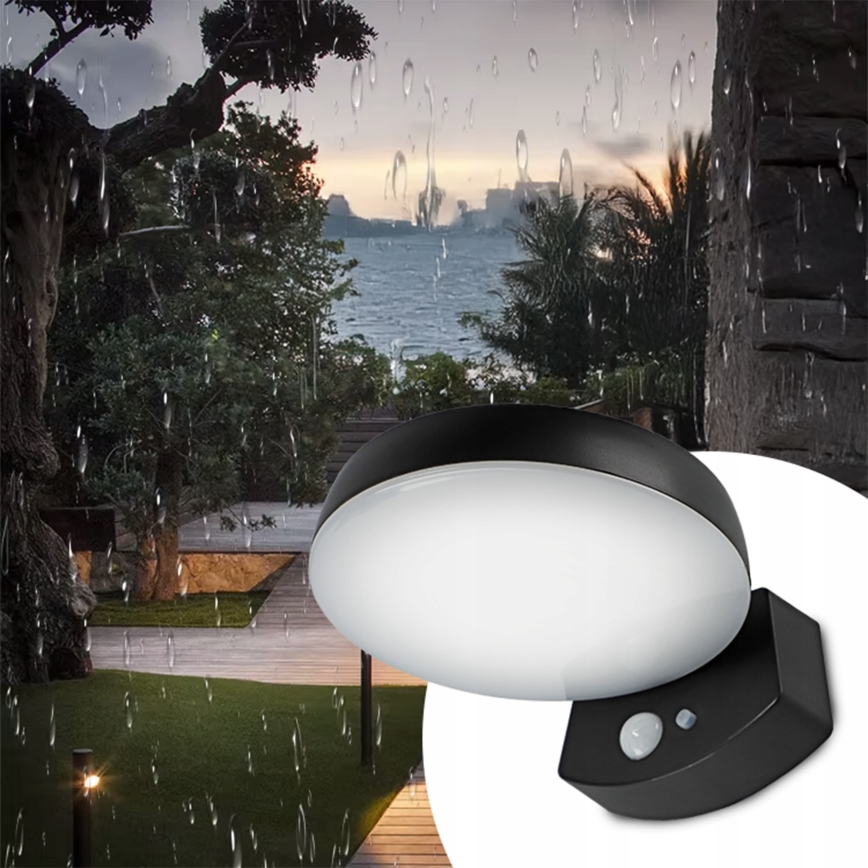 Lampada da parete solare a LED dimmerabile con sensore LED/3W/3,7V 1800 mAh IP54 nera