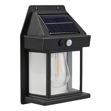 Lampada da parete solare LED con sensore LED/3,7V 600 mAh IP44 nera