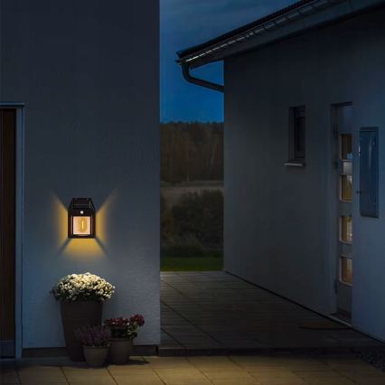 Lampada da parete solare LED con sensore LED/3,7V 600 mAh IP44 nera