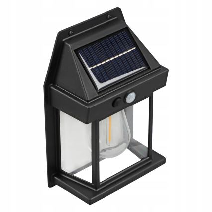 Lampada da parete solare LED con sensore LED/3,7V 600 mAh IP44 nera