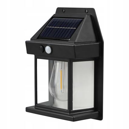 Lampada da parete solare LED con sensore LED/3,7V 600 mAh IP44 nera